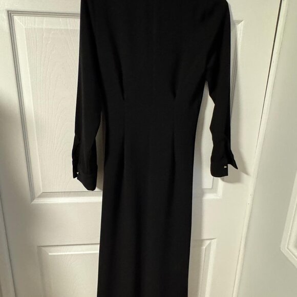 PLEATED MIDI BLACK DRESS - Picture 3 of 4